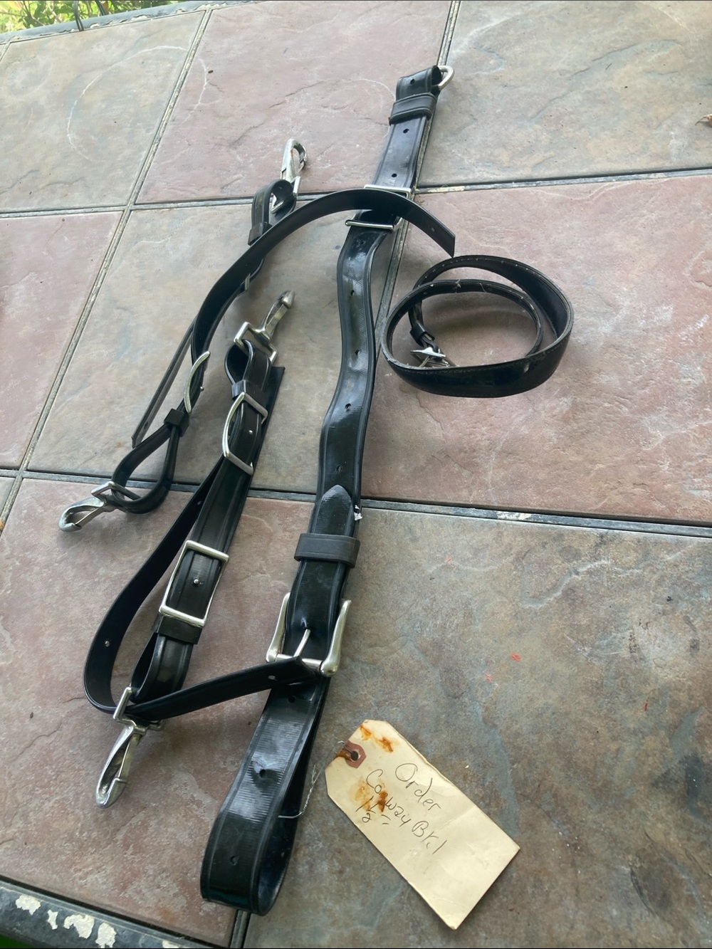 Black Patin Leather Horse Harness Parts Adjustable Set